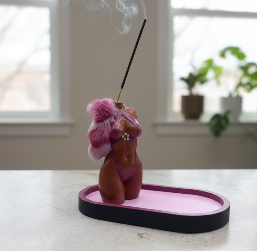 Kali Muse | Incense Holder With Matching Ash Tray Set | Concrete Statue