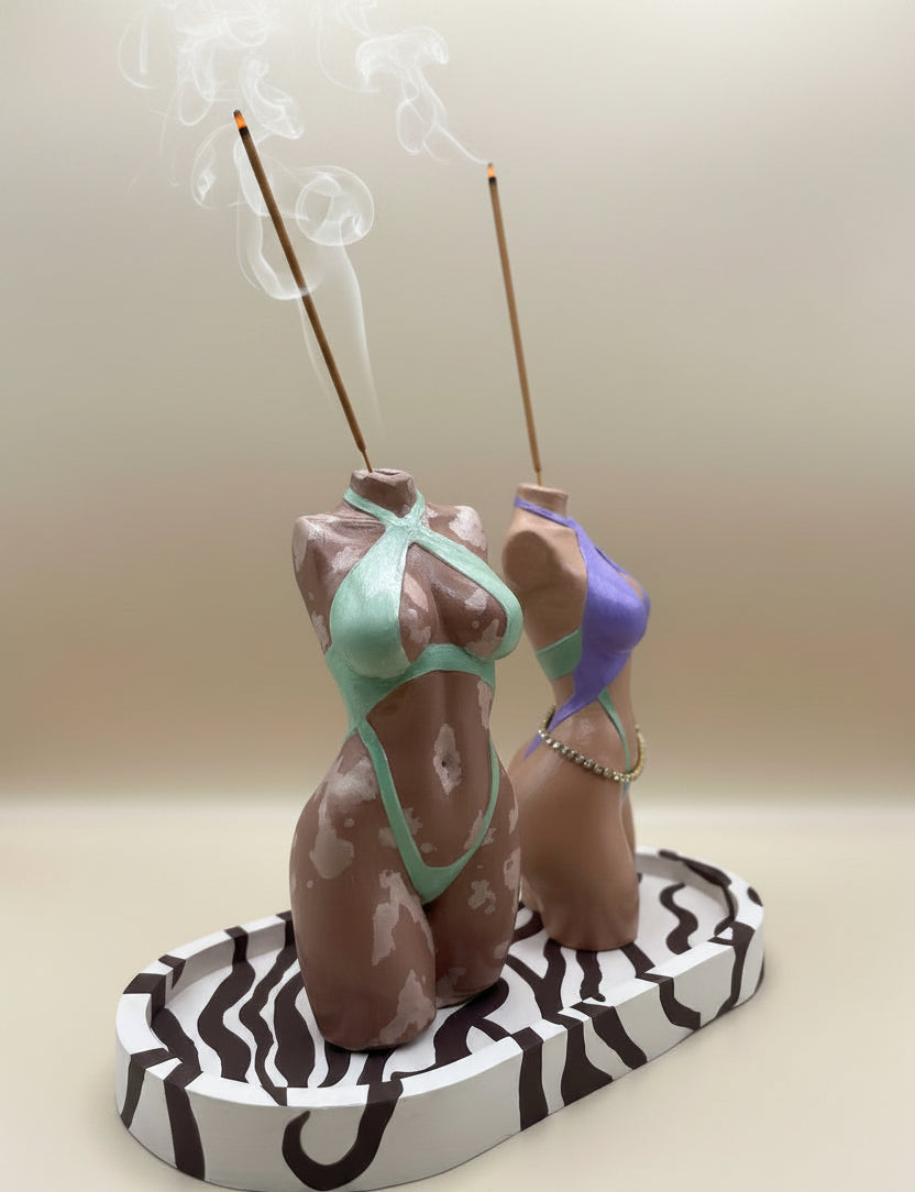 Kali Muse | Incense Holder With Matching Ash Tray Set | Concrete Statue