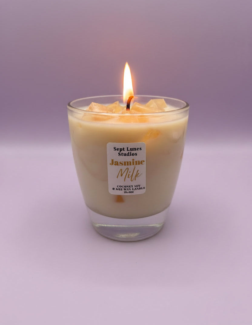 Jasmine Milk Scented | Gel & Coconut Soy Wax Latte Candle