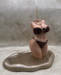 Amara Muse incense Holder in Bronze Bikini (One of a Kind)
