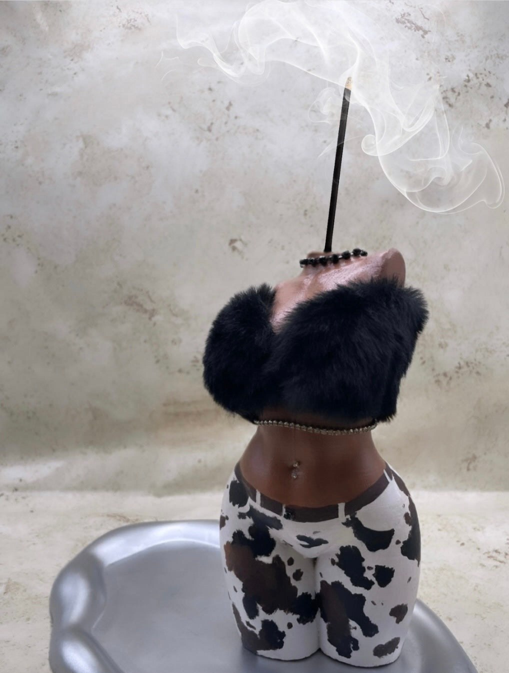 Amara Muse Incense Holder in Cowhide Night Look (One of a Kind)