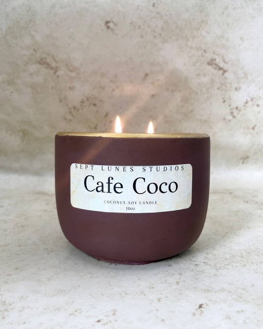 Cafe Coco | 9oz Coconut Shaped Candle with Wood Wick | Coconut Soy Wax