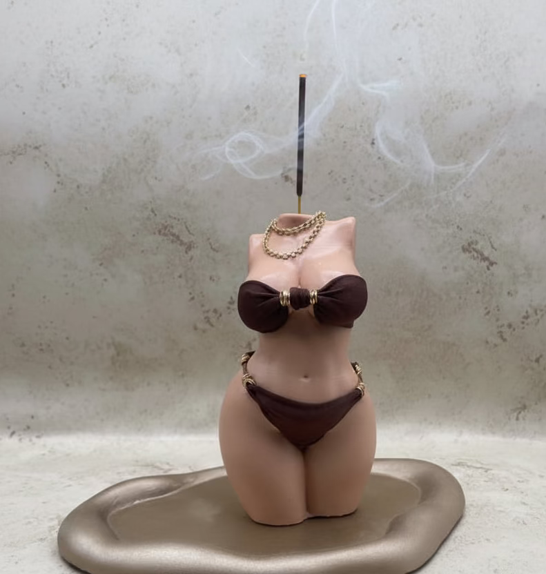 Amara Muse incense Holder in Bronze Bikini (One of a Kind)