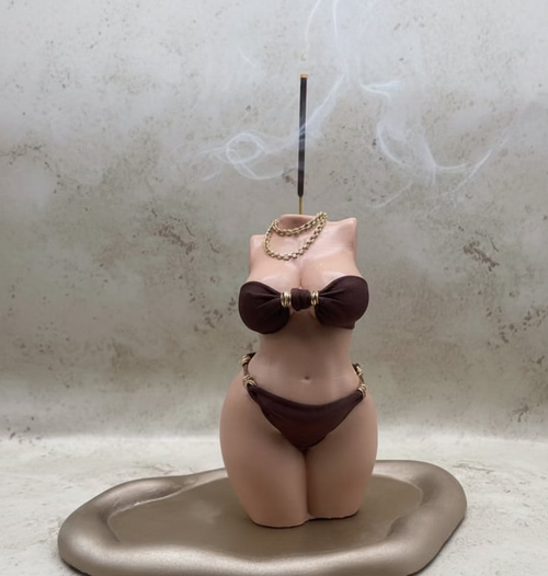 Amara Muse incense Holder in Bronze Bikini (One of a Kind)